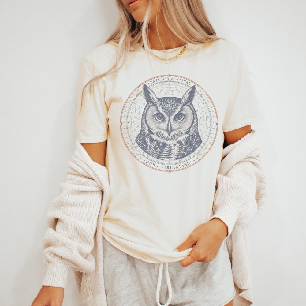 Dark Sky Sentinel Vintage Style Boho Owl Shirt